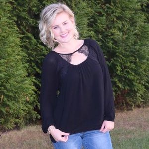 Black Lace Detail Blouse